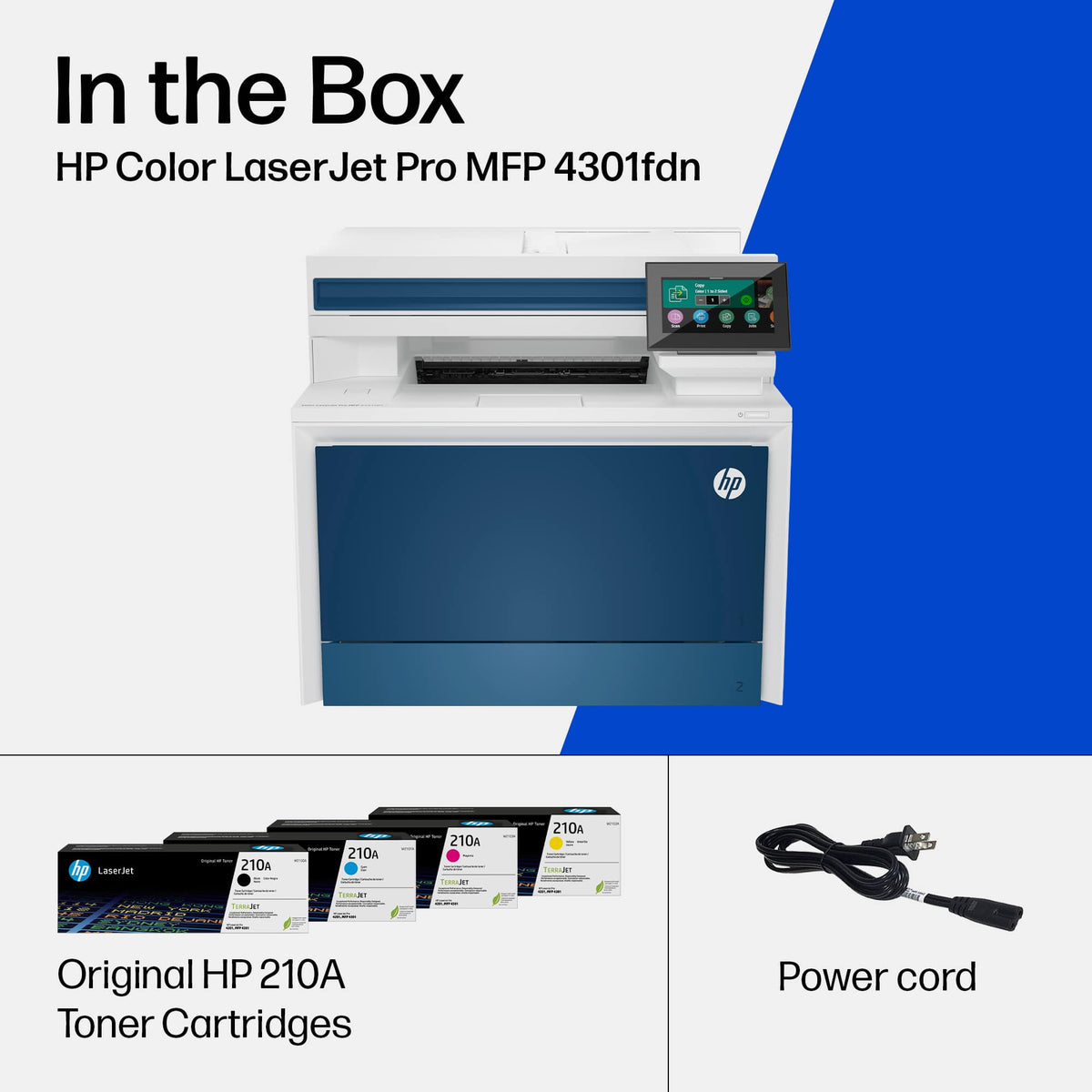 HP - LaserJet Pro 4301fdn AI-Enabled Color All-in-One Laser Printer - White/Blue