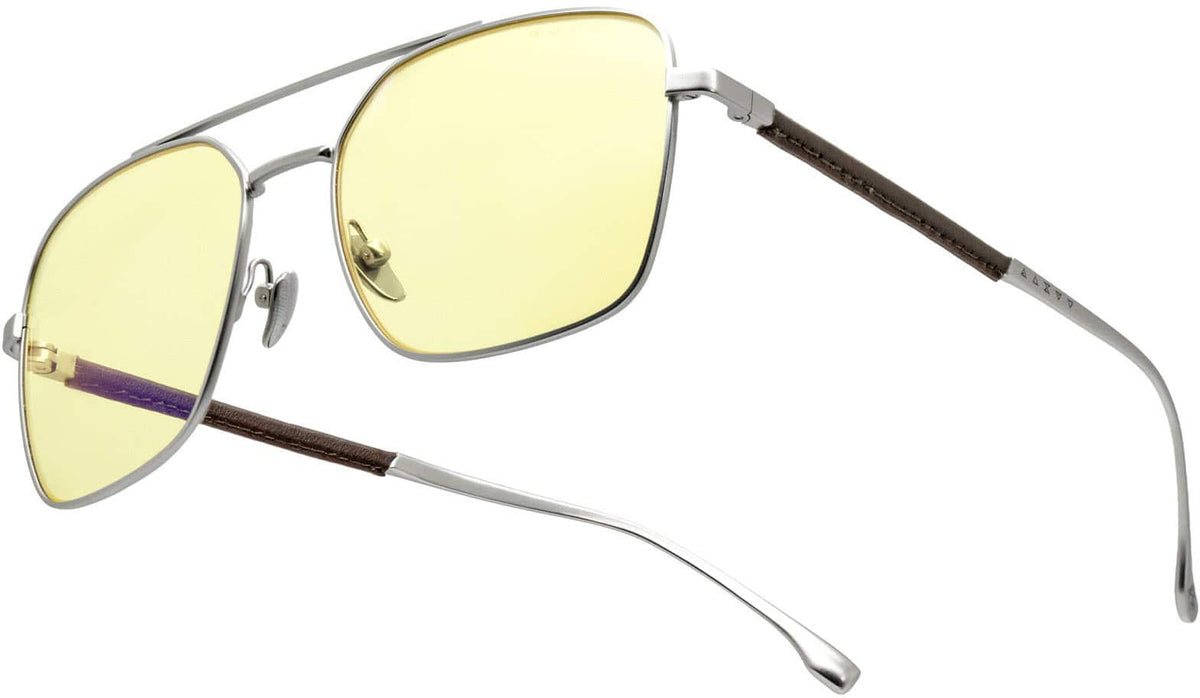 GUNNAR - Witcher White Wolf Computer Glasses with Blue Light Reduction, Amber Lenses - Steel/Umber