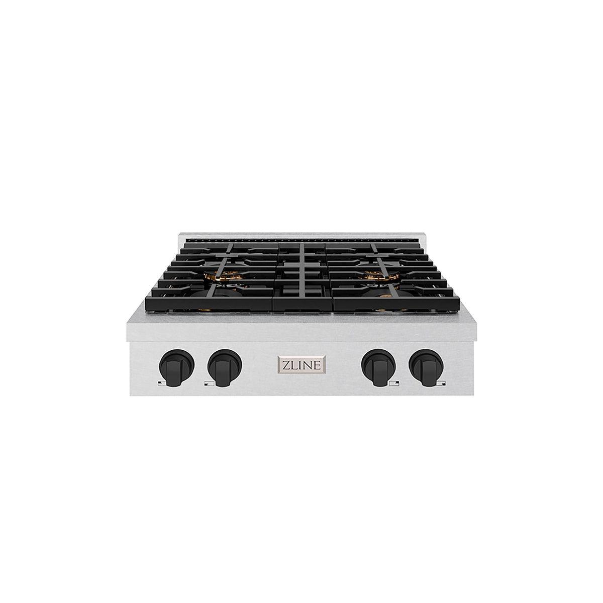 ZLINE - 30 in. Wide 4 Burner Autograph  Satin SteelParamount Built-In Gas Cooktop DuoPro and Black Accents (PSRTSZ-30-MB) - Stainless Steel