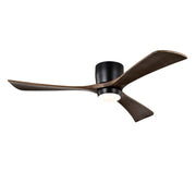 Ventilador de techo de montaje empotrado con luces y control remoto, motor de CC silencioso, 6 velocidades, ventilador de techo reversible para sala de estar - Negro mate
