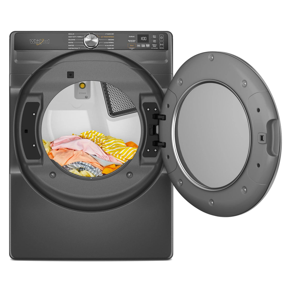 Whirlpool - 7.4 Cu. Ft. Smart Gas Dryer with Steam and Wrinkle Shield Option - Volcano Black