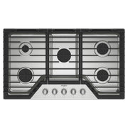 Whirlpool - 36 in. Wide 5 burners Built-In Gas Cooktop with EZ-2-Lift Hinged Cast-Iron Grates - Stainless Steel