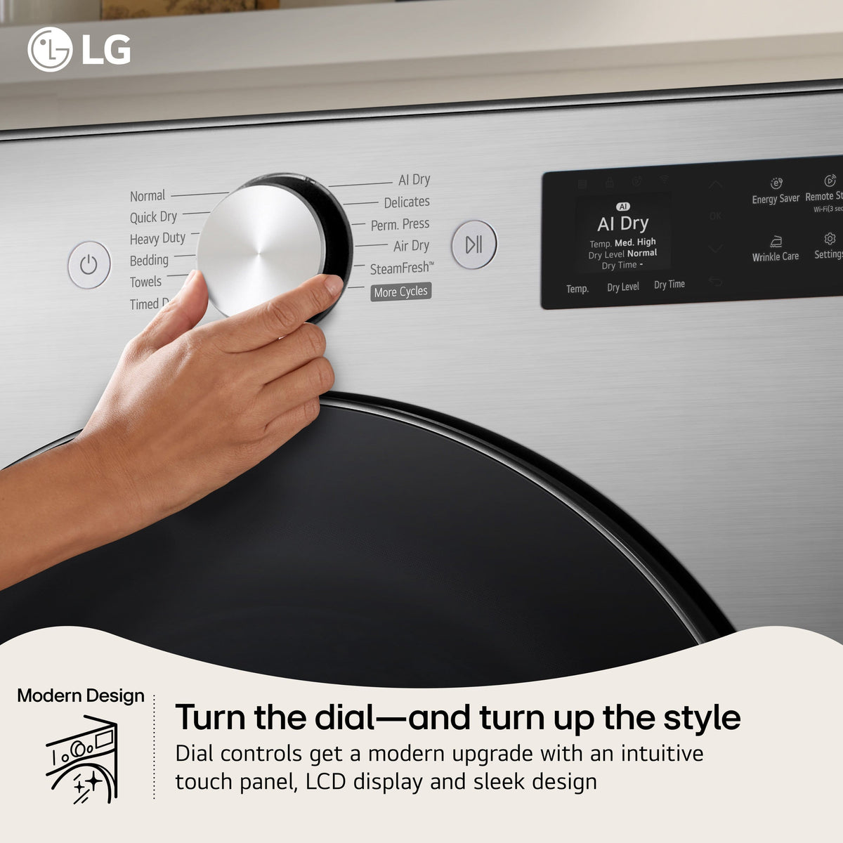 LG - 7.4 Cu. Ft. Smart Gas Dryer with Steam and AI Sensor Dry - Graphite Steel