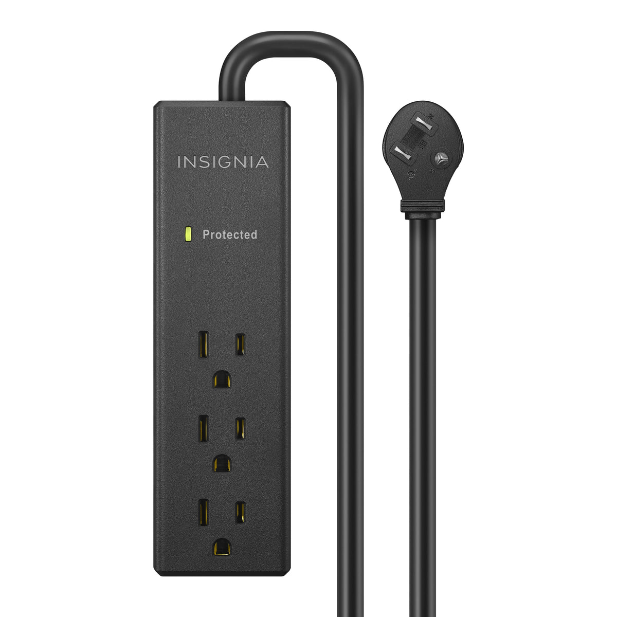 Insignia™ - Surge Protector for Home/Office with 3 AC Outlets, 6-foot cord, and 1080 joules of surge protection - Black