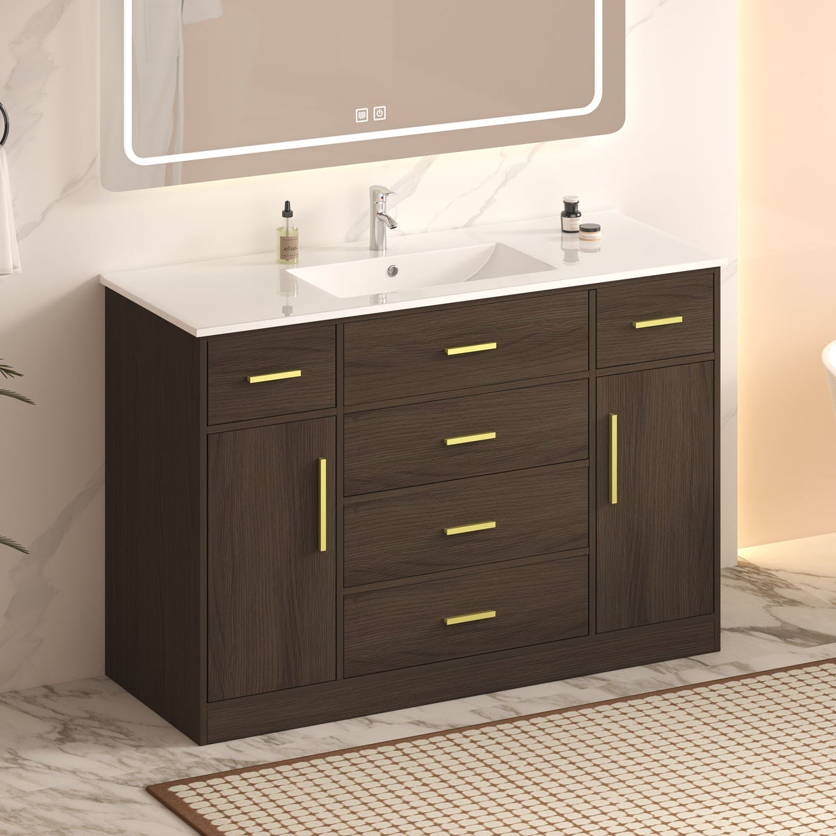 Bathroom Vanity With Abundant Storage 2 Soft Close Doors And 6 Drawers