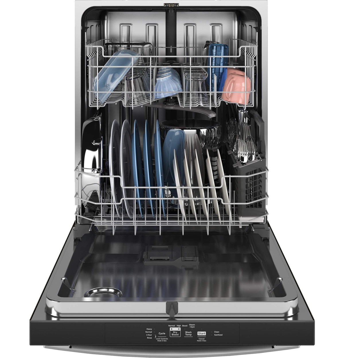GE - ENERGY STAR 24" Top Control Built-In Stainless Steel Tub Dishwasher with Sanitize Cycle and Dry Boost, 48 dBA - Stainless Steel