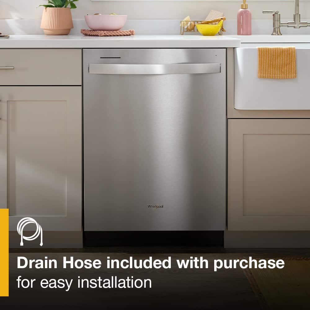 Whirlpool - 24 inch Top Control Built-In Stainless Steel Tub Dishwasher with 3rd Rack, Large Capacity, 47 dBA - Black Stainless Steel