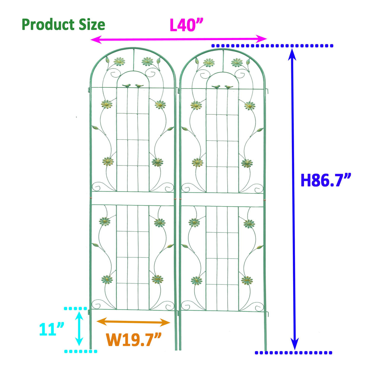 Enrejado de metal para jardín, enrejado inoxidable para plantas trepadoras, soporte para flores de exterior