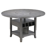 Mesa de comedor de altura de mostrador con bandeja giratoria integrada y estantes de almacenamiento
