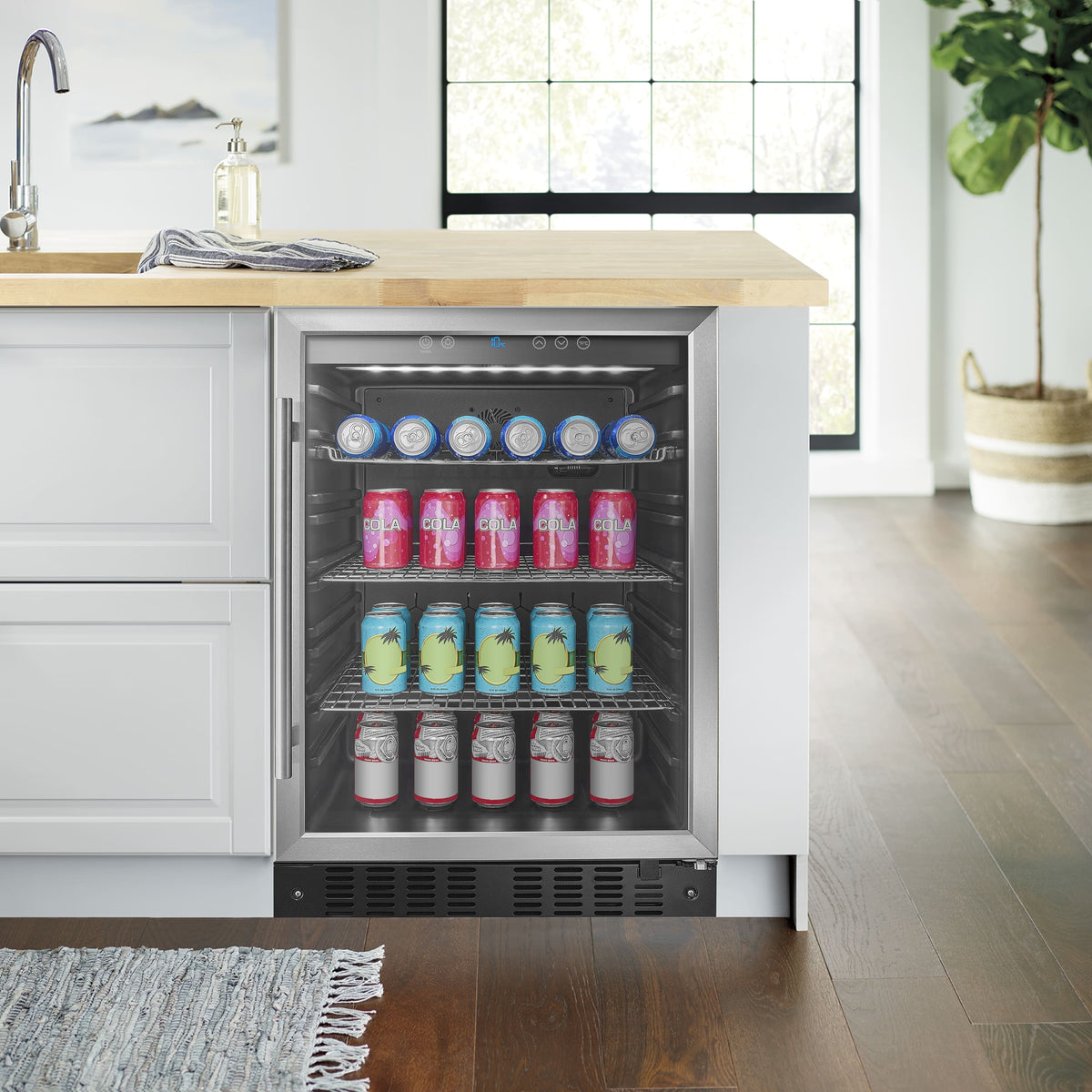 Insignia™ - 165-Can Built-In Beverage Cooler - Stainless Steel