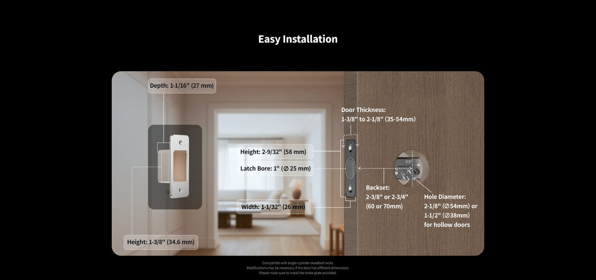 Aqara - UWB Smart Lock U400 Kit with M100 Hub, Matter, Thread, Wifi, Apple Home Key, Fingerprint, Rechargeable Battery - Black