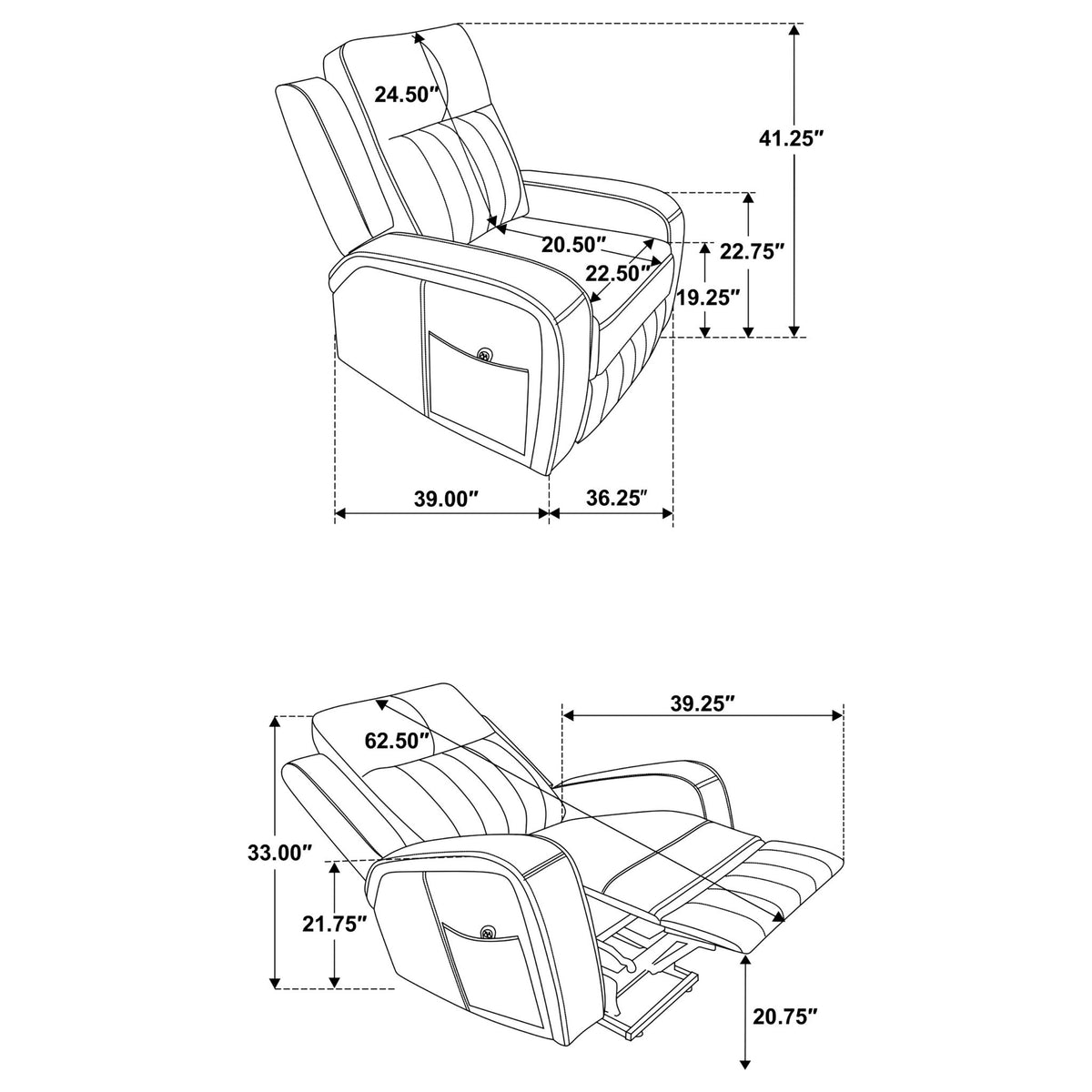 Mckinley - Sillón reclinable elevador tapizado eléctrico con control remoto - Gris