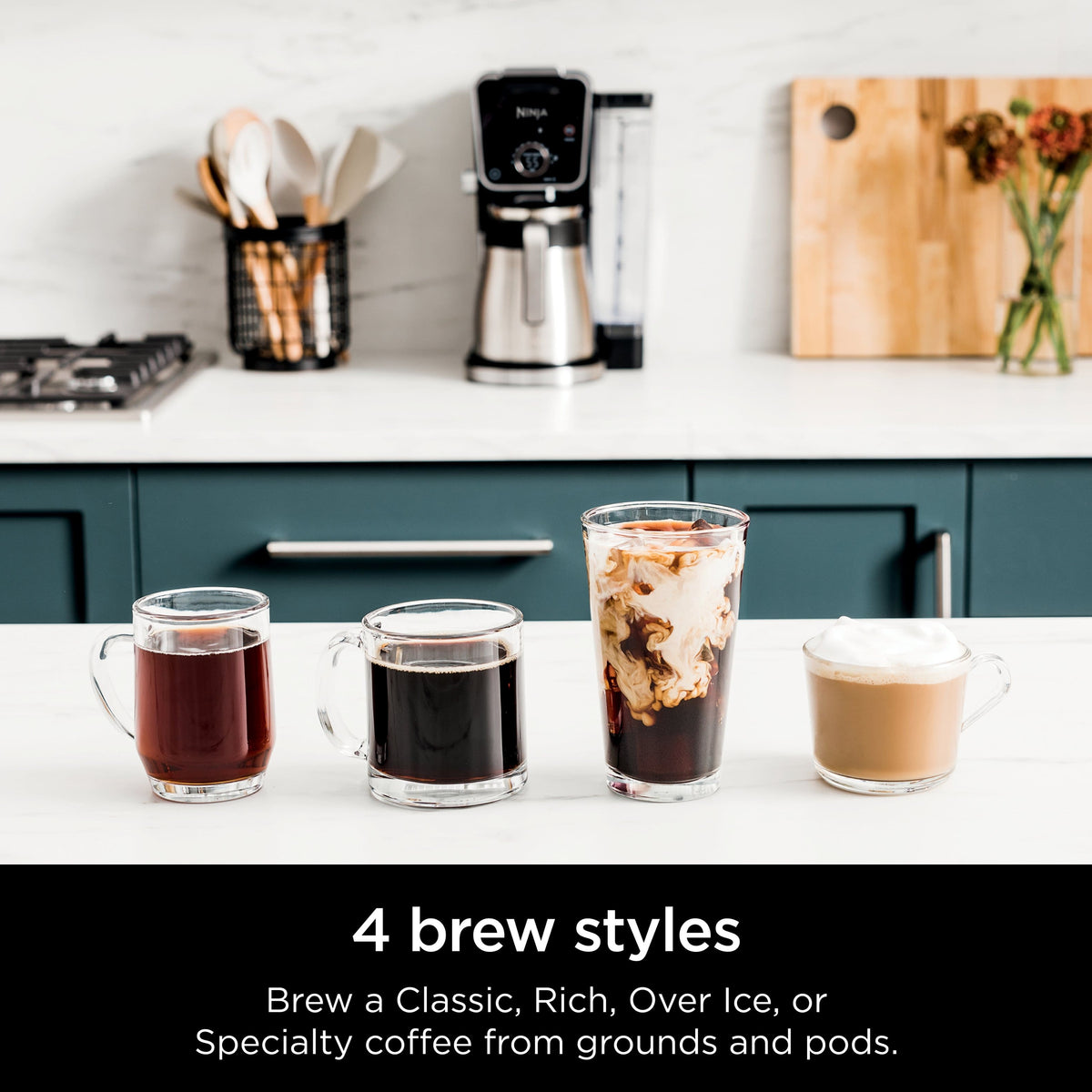 Ninja - DualBrew PRO 12-Cup Specialty Coffee System with Thermal Carafe, K-Cup Compatible, Hot Water System & Frother - Black/Silver