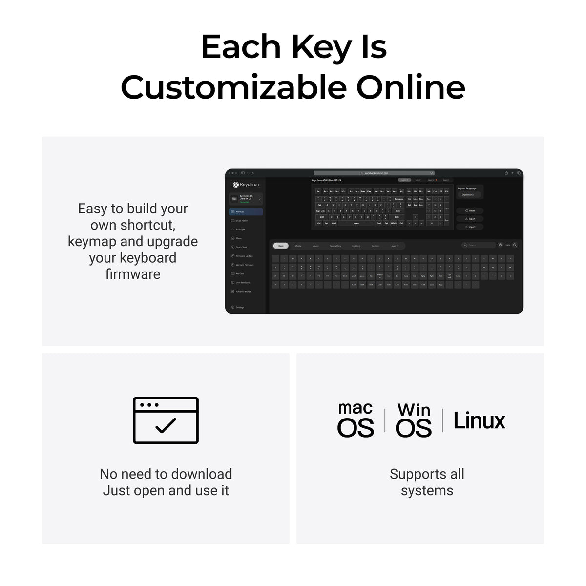 Keychron - Q6 Ultra 8k 100% Custom Brown Switch Mechanical Gaming Keyboard with Programmable ZMK Launcher Software - Black