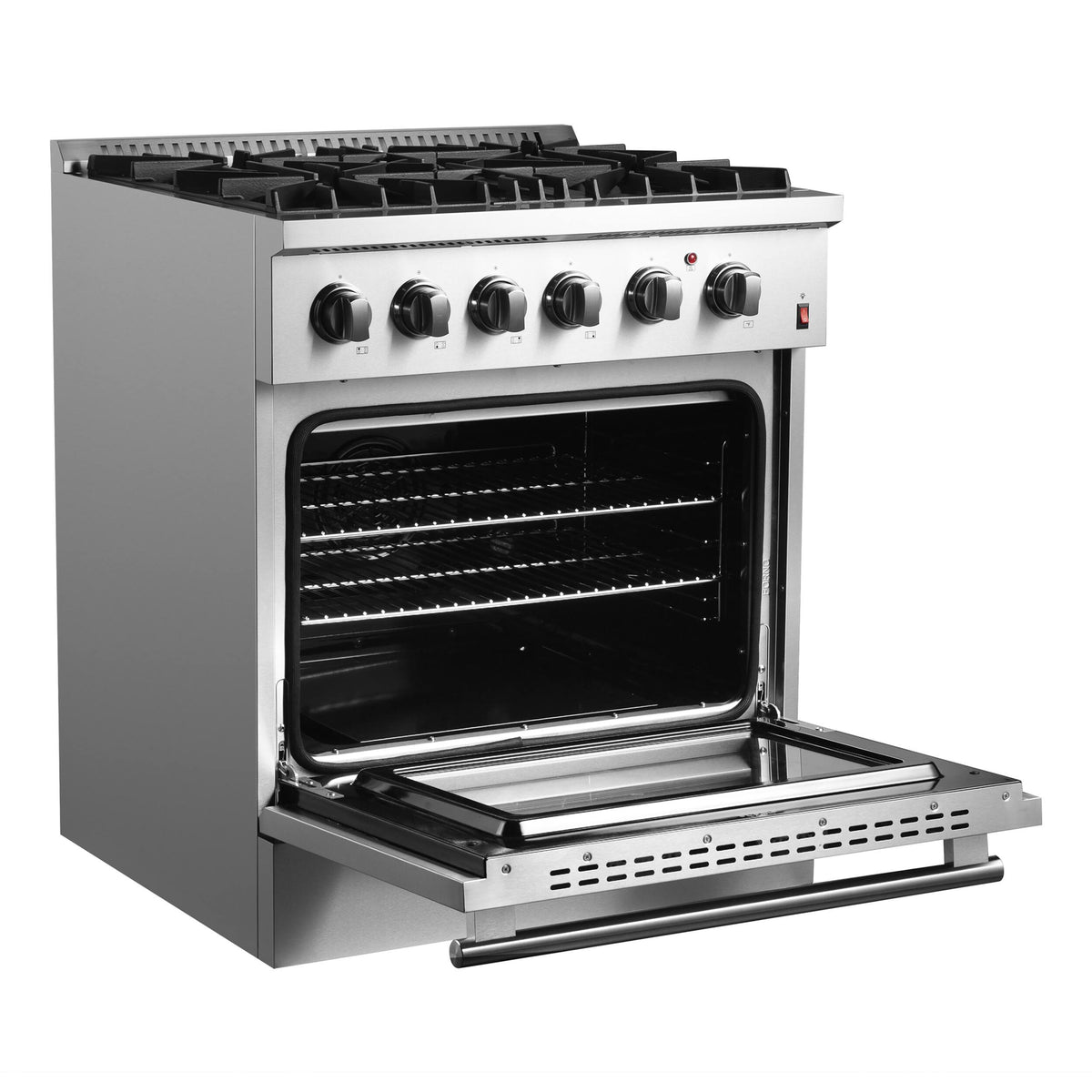 Forno Appliances - 30 in. Wide 4 Burner Marco 4.32 Cu. Ft. Freestanding Dual Fuel Convection Range with Dual Ring Burner - Silver