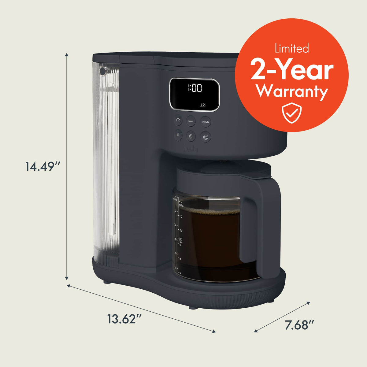 Bella - BREW 14-Cup Auto Pour Over Coffee Maker​ - Slate