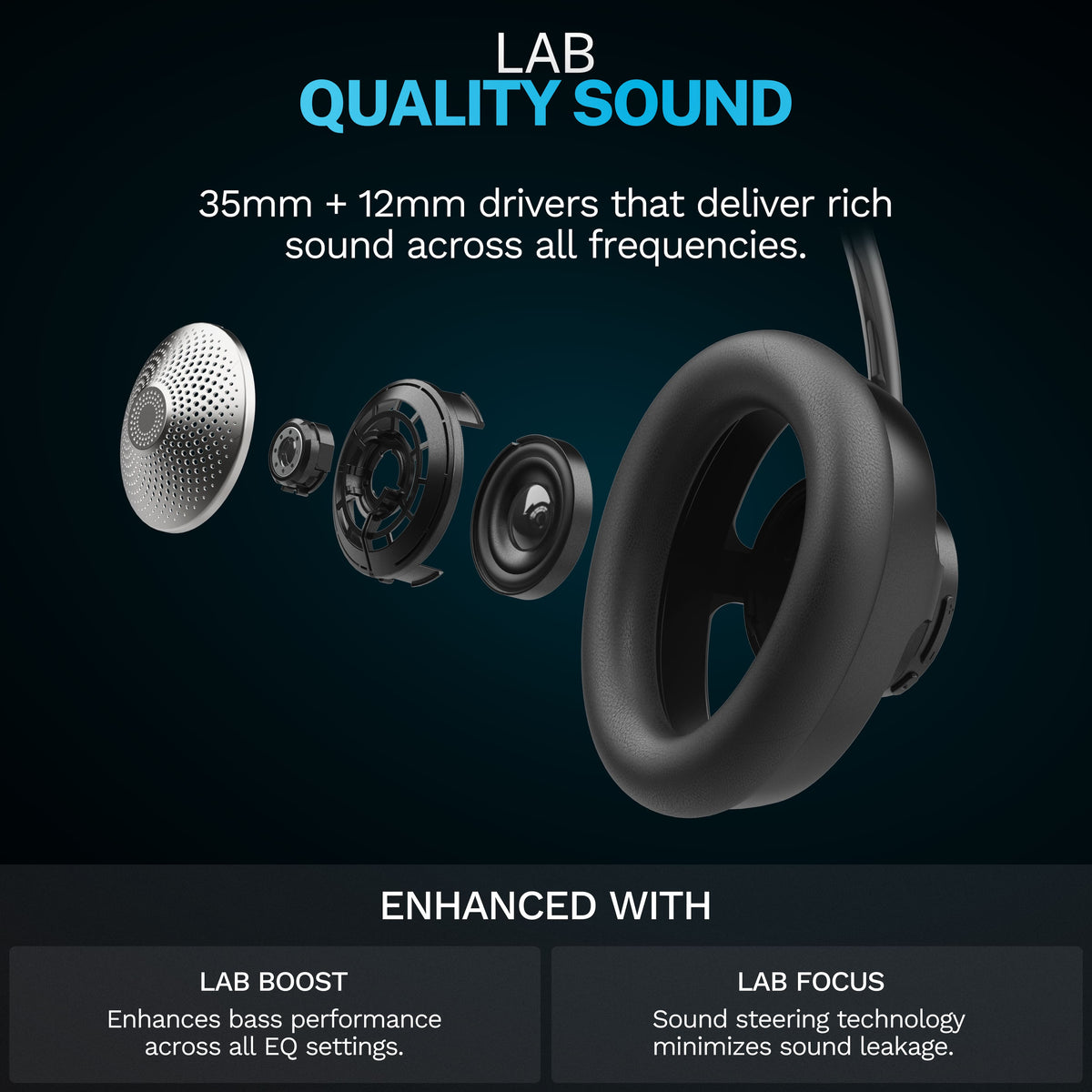 JLab - JBuds Open Wireless Open-Ear Headphones - Black