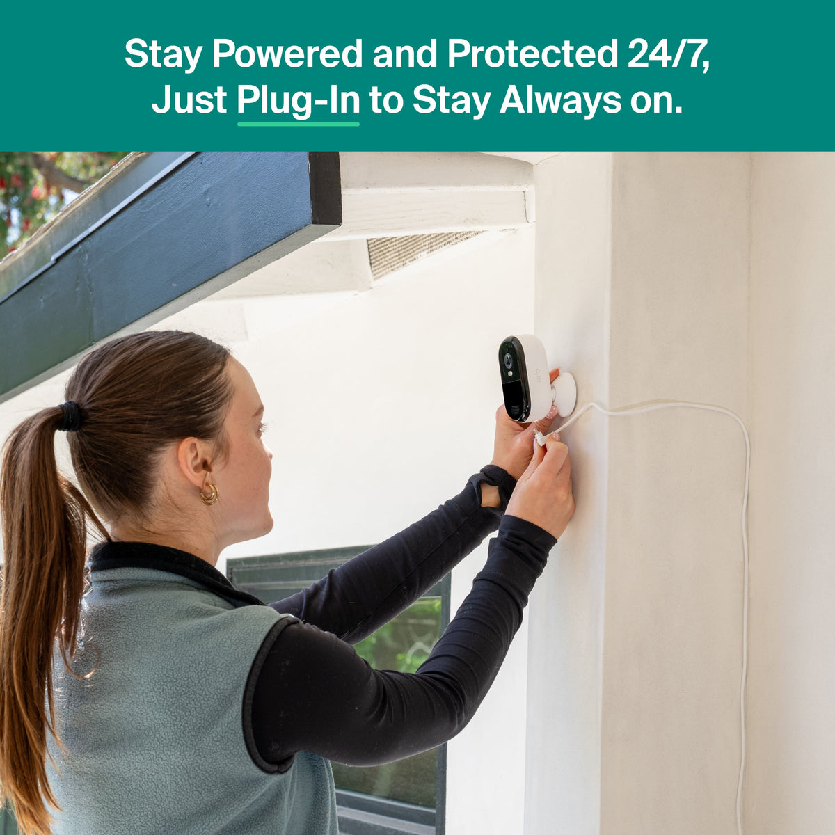 Arlo - Essential Outdoor Security Camera 2K (2025 Release) - Wired Plug-In Powered, 1-Cam - White
