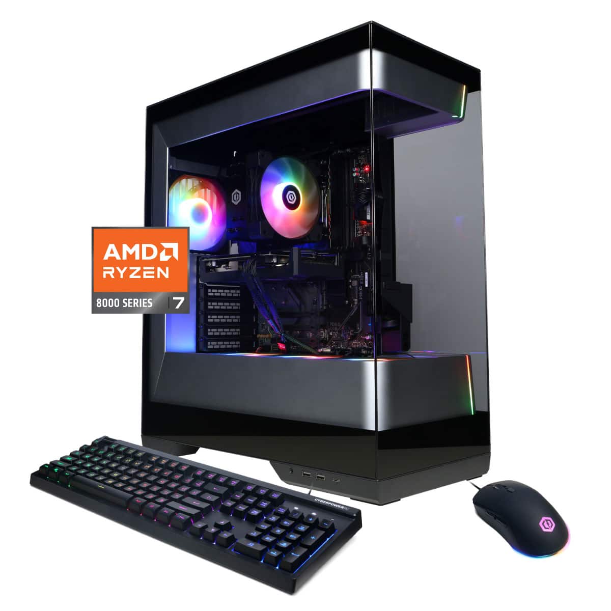 CyberPowerPC - Gaming Desktop - AMD Ryzen 7 8700F - NVIDIA GeForce RTX 5060 8GB - 16GB DDR5 - 2TB PCIe 4.0 SSD - Black
