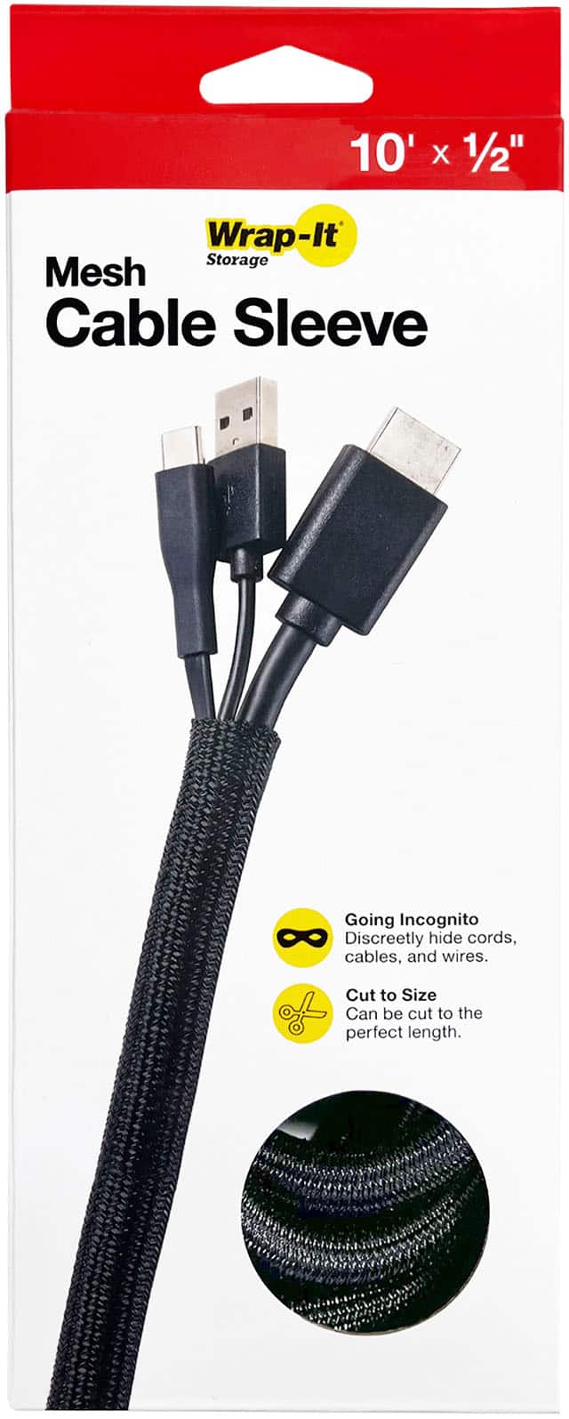 Wrap-It Storage - Mesh Cable Sleeve - Black