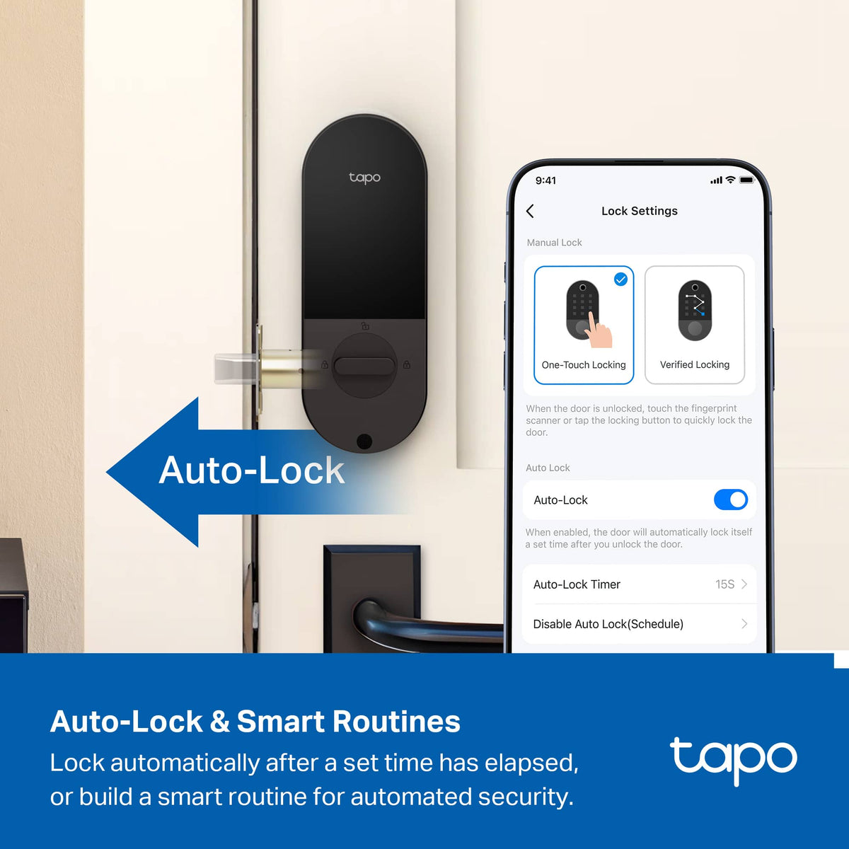 TP-Link - Tapo DL110 Smart Wi-Fi Deadbolt Lock - Lock/Unlock using Keypad, App, or Fingerprint Recognition - Replaces Most Locks - Black