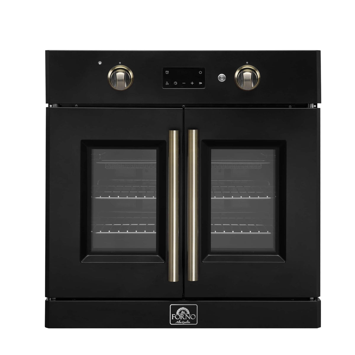 Forno Appliances - Asti 30" 3.68 Cu. Ft. Electric True Convection Single Wall Oven with French Doors - Black