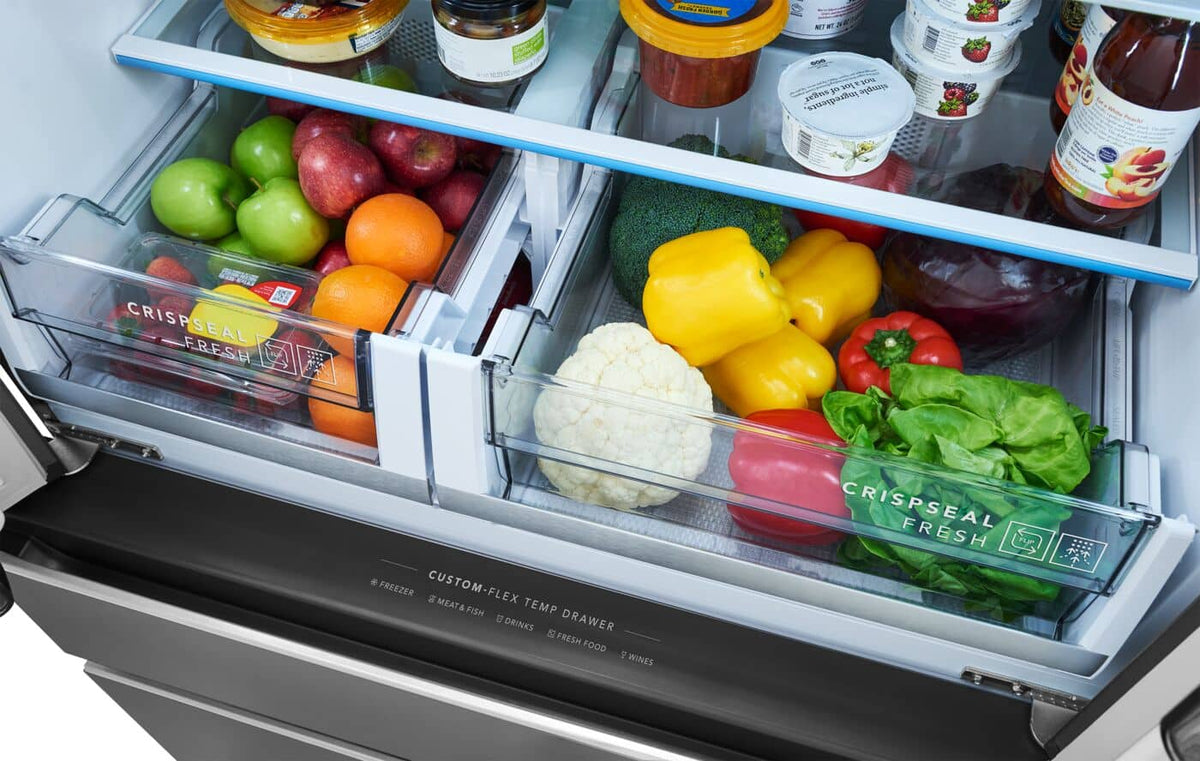 Frigidaire - Professional 36 in. Wide 26 Cu. Ft. Standard-Depth 4-Door French Door Refrigerator with Custom-Flex Temp Drawer - Stainless Steel