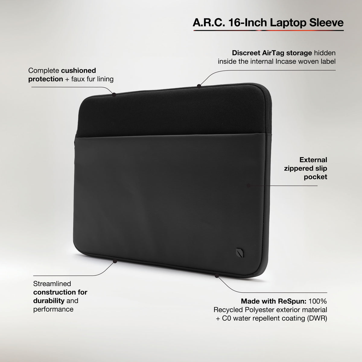 Incase - A.R.C. Sleeve for 16" Laptop - Black
