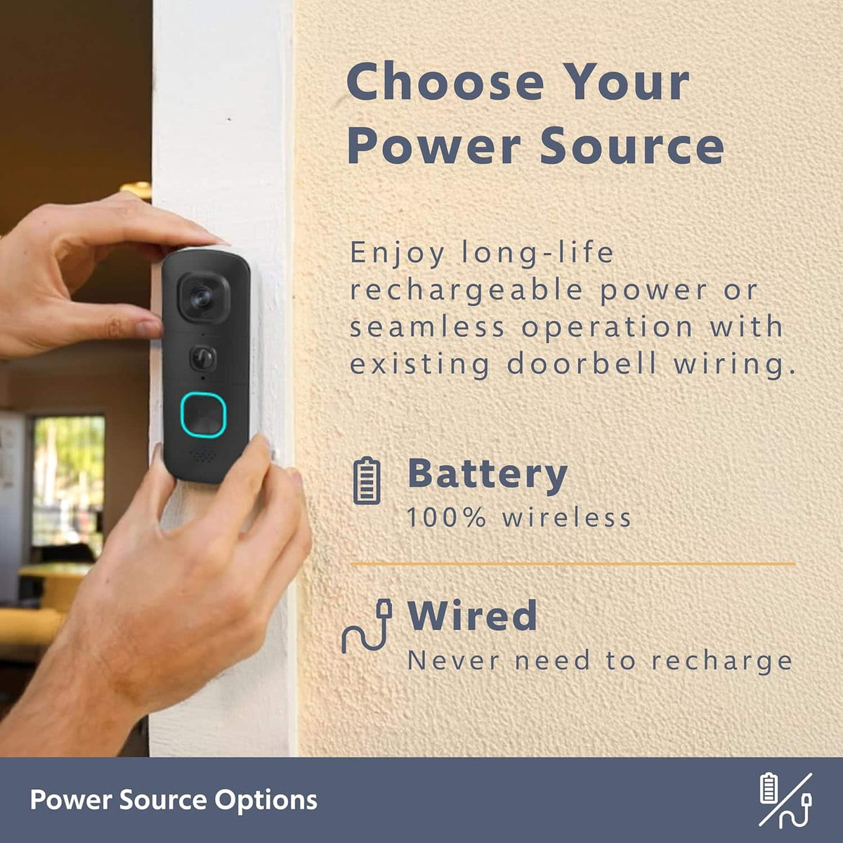Swann - EVO HD Wi-Fi Video Doorbell: Wired or wire-free, motion detection, night vision, 2-way talk, local/cloud storage - Black
