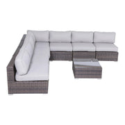 6 Person Seating Set With Cushions - Brown / Gray