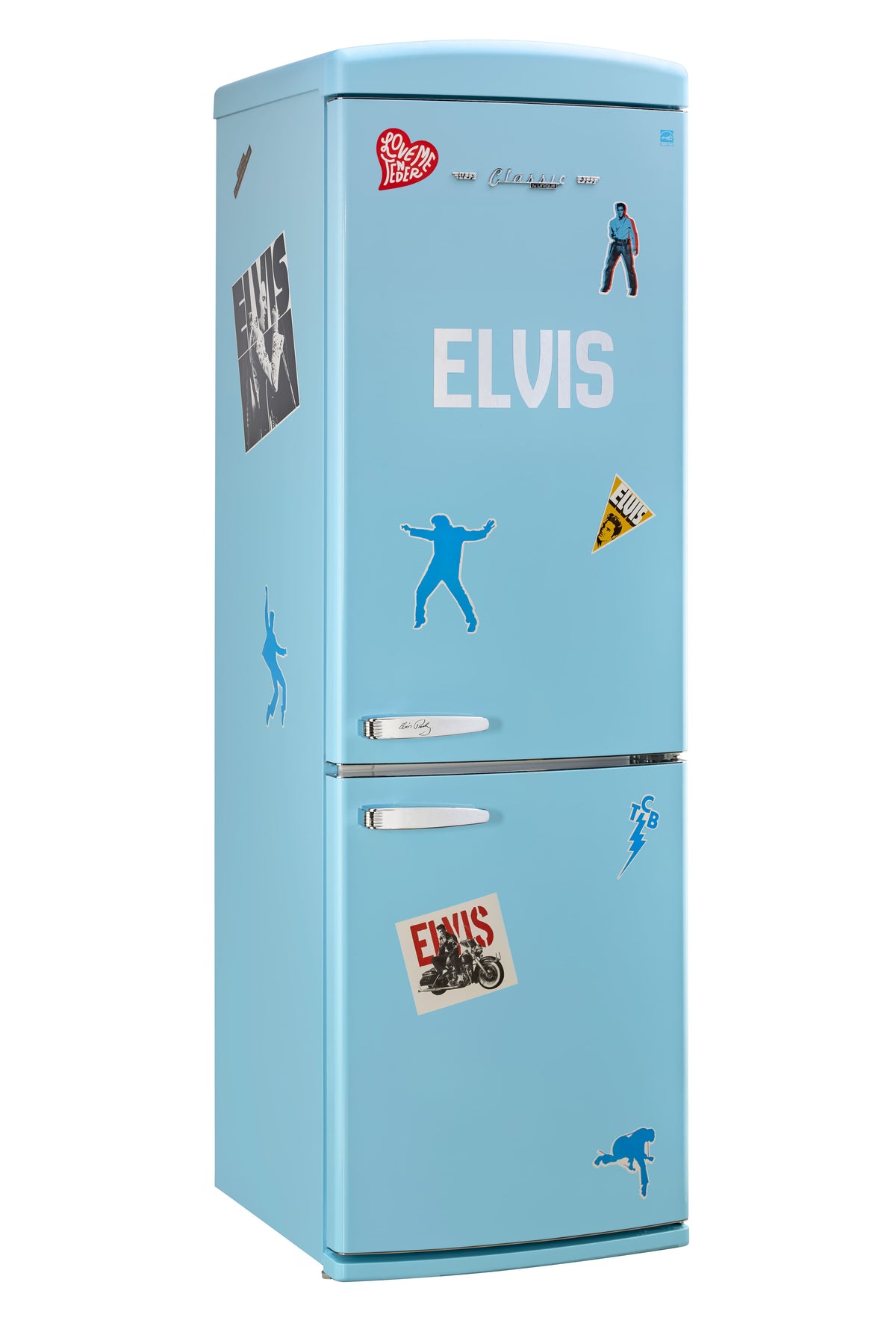 Unique Appliances - 24 in. Wide Elvis Classic Retro 12 cu ft. Counter-Depth Bottom Freezer Refrigerator - Blue Hawaii