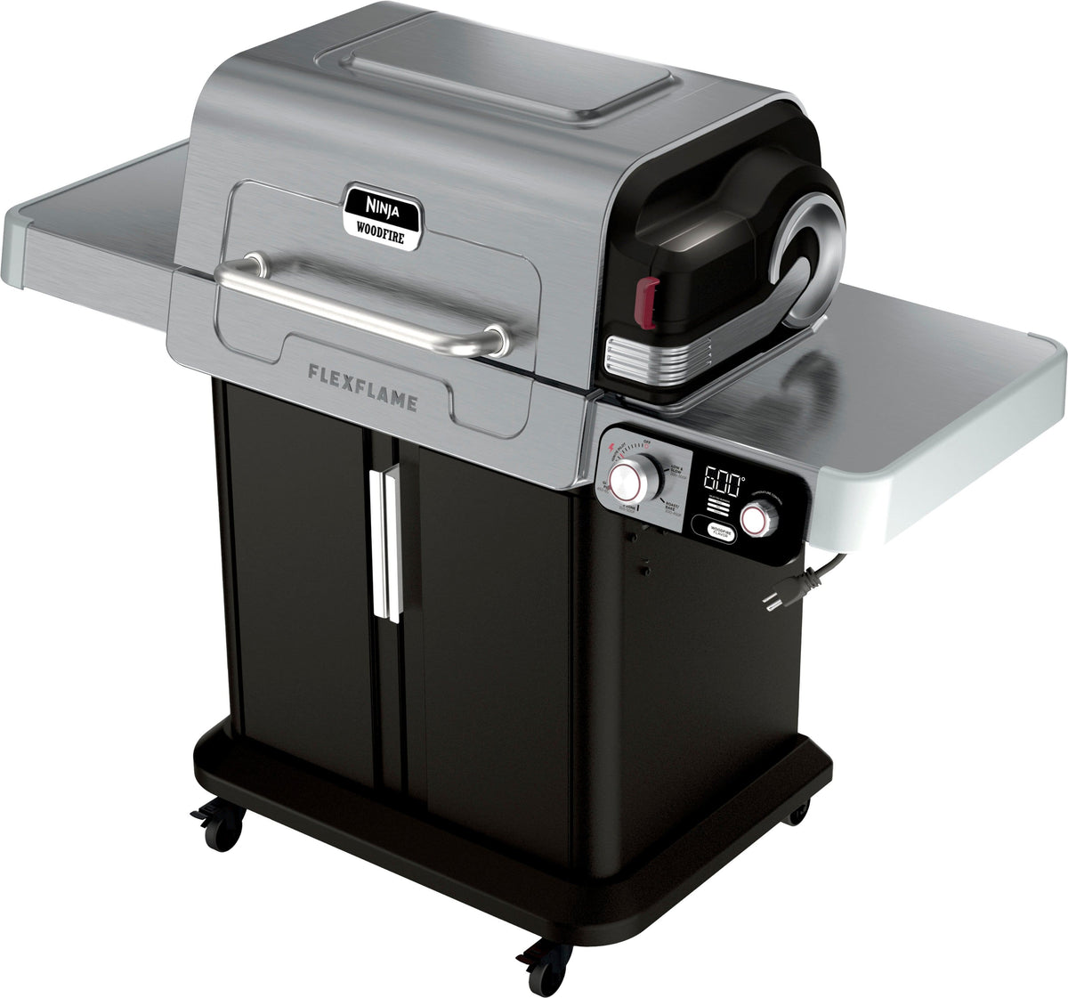 Ninja - FlexFlame Electric & Propane Grill, 5-in-1 Outdoor Cooking System - Stainless Steel