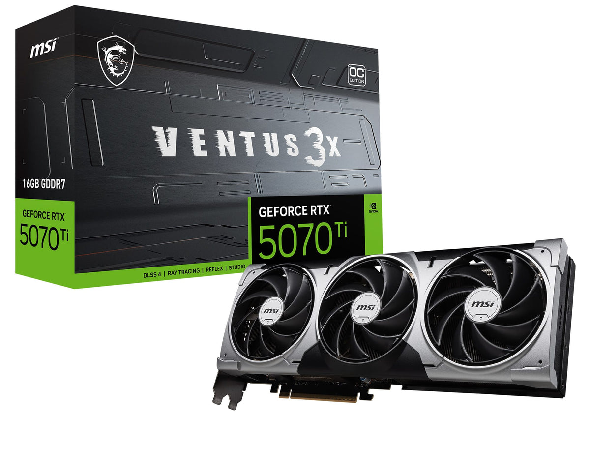 MSI - NVIDIA GeForce GeForce RTX 5070 TI 16G VENTUS 3X OC 16GB GDDR7 PCI Express Gen 5 Graphics Card - Black
