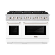 ZLINE - 48 in. Wide 6 Burner Paramount Satin Double Oven Gas Range  (SGRS-WM-48) - Satin Steel/White Matte
