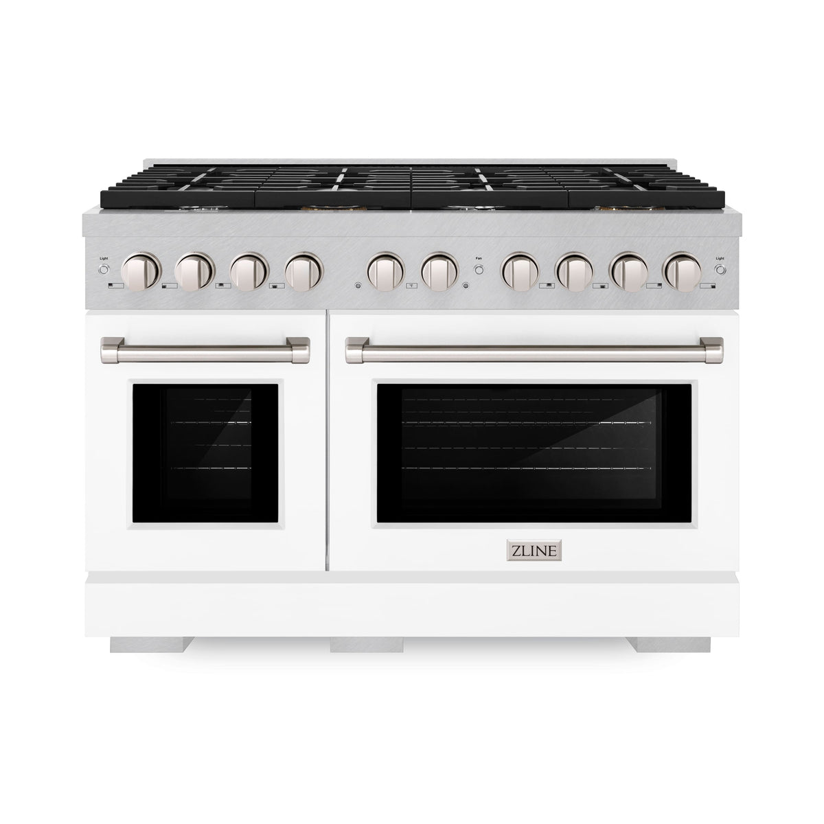 ZLINE - 48 in. Wide 6 Burner Paramount Satin Double Oven Gas Range  (SGRS-WM-48) - Satin Steel/White Matte