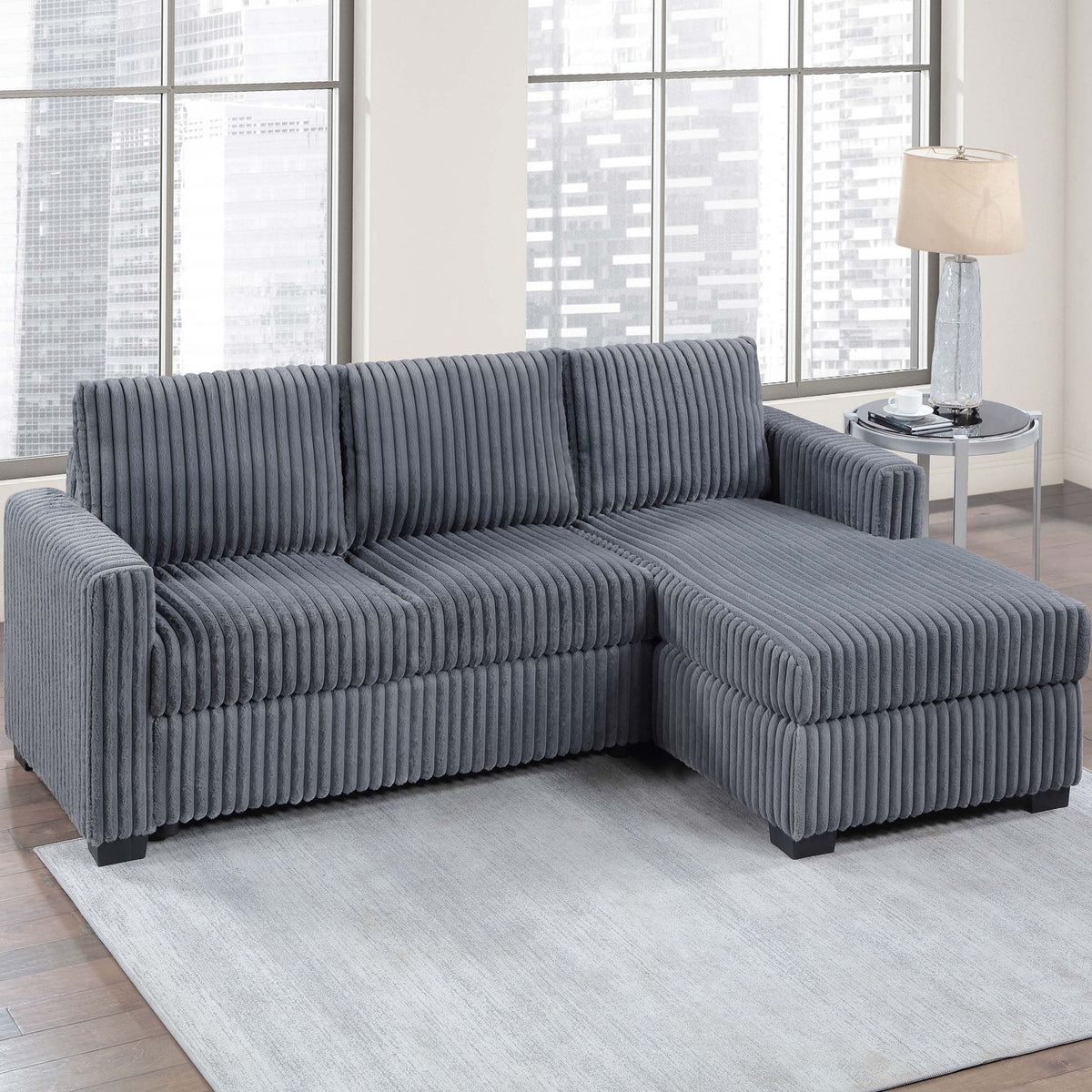 Sofá seccional de 2 piezas con chaise longue a la derecha y sofá a la izquierda - Gris oscuro