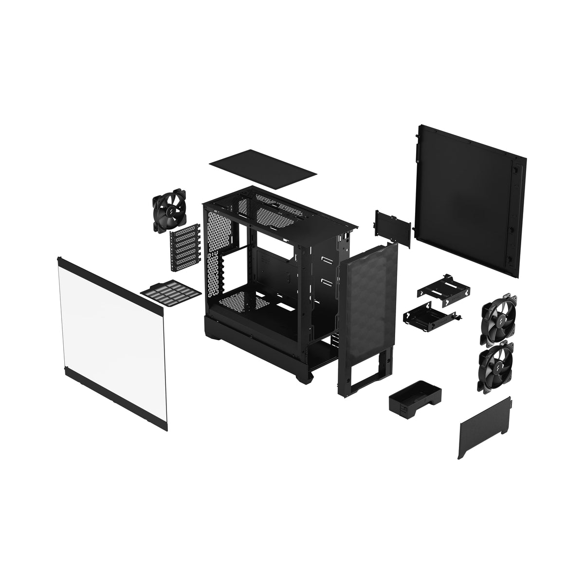 Fractal Design - Pop Air Black TG ATX High-Airflow Clear Tempered Glass Window Mid-Tower PC Case - Black