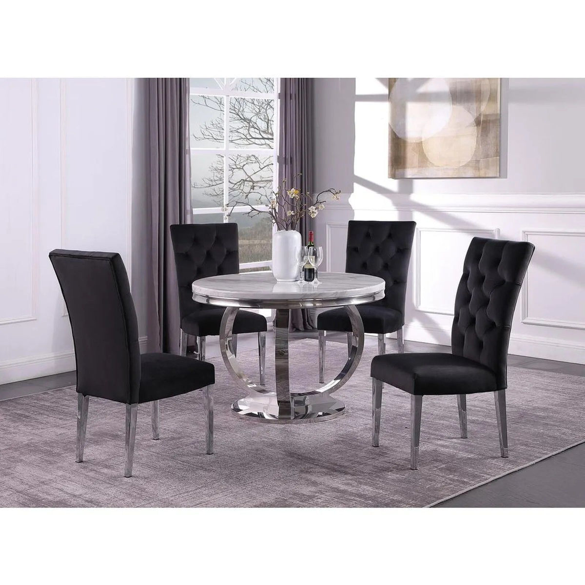 Modern Upholstered Tufted Dining Chair (Set of 2)