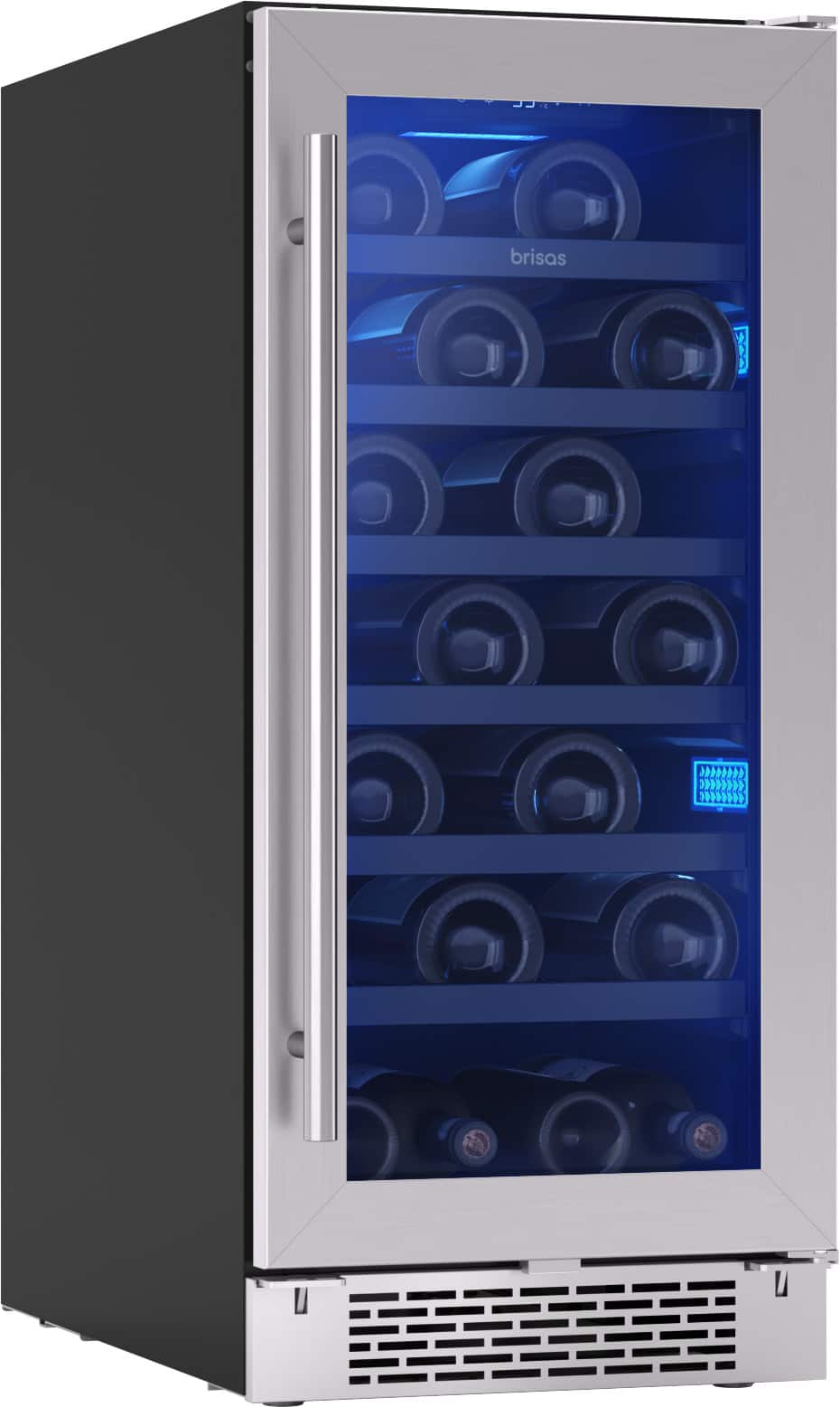 Zephyr - Brisas 15 in. 28-Bottle Single Zone Wine Cooler - Stainless Steel/Glass