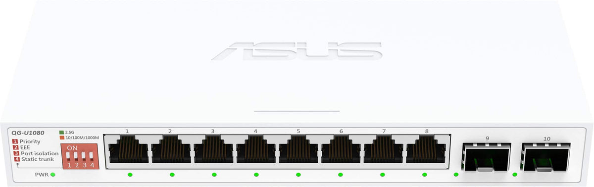 ASUS - QG-U1080 8-Port 2.5G + 2-Port 10G SFP+ Unmanaged Ethernet Switch - White