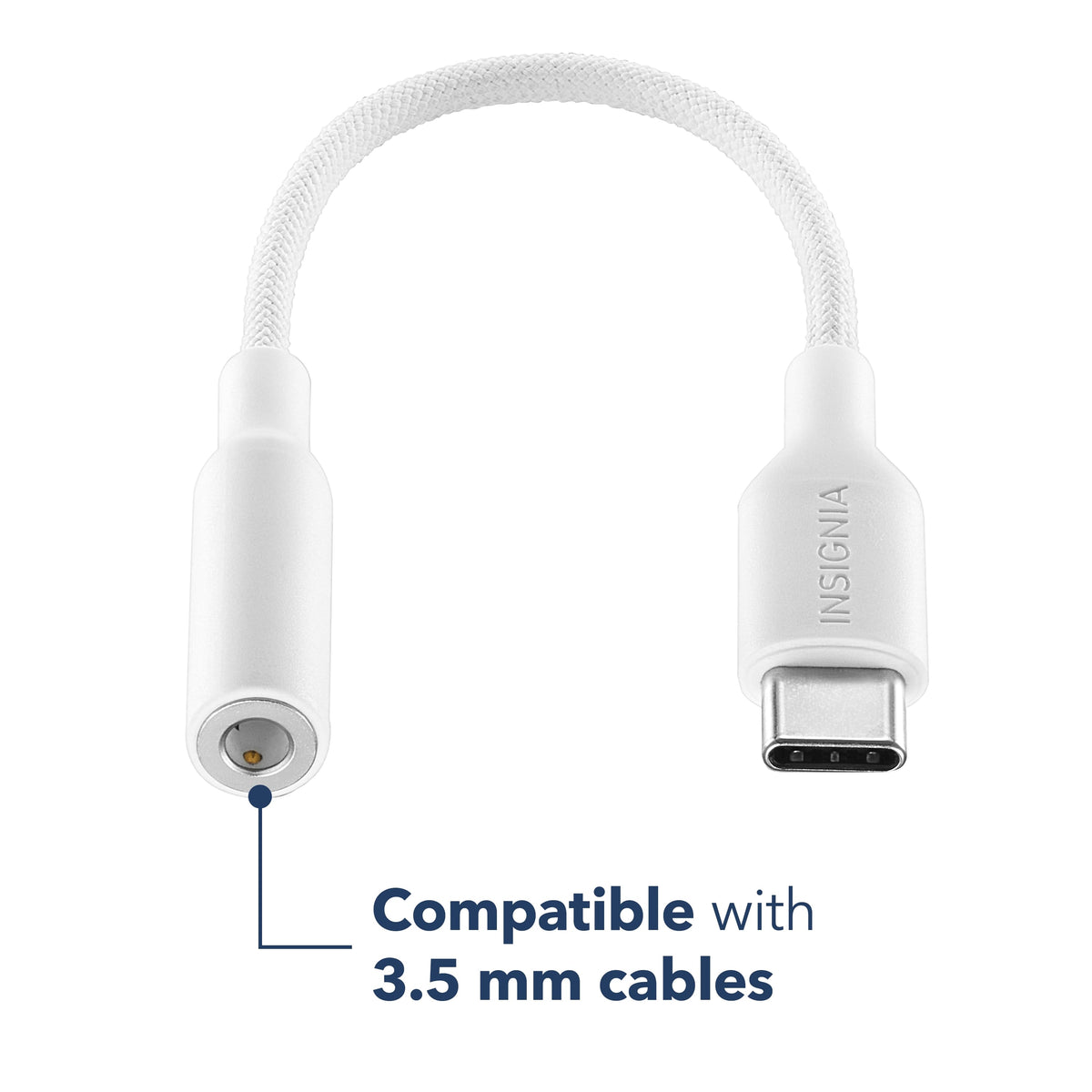 Insignia™ - USB-C to Headphone Jack Adapter - White