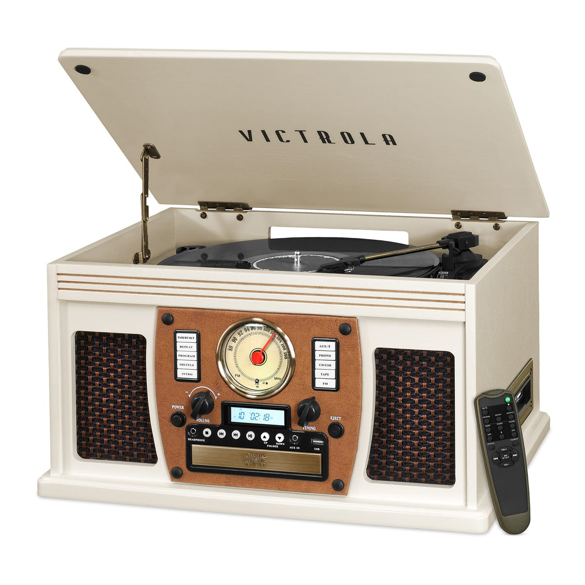 Victrola - Navigator 8-in-1 Classic Bluetooth Record Player with Turntable - White