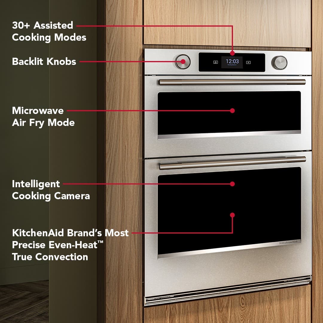 KitchenAid - 30" Smart Built-In Electric Combination Wall Oven with Microwave and Intelligent Cooking Camera - Stainless Steel