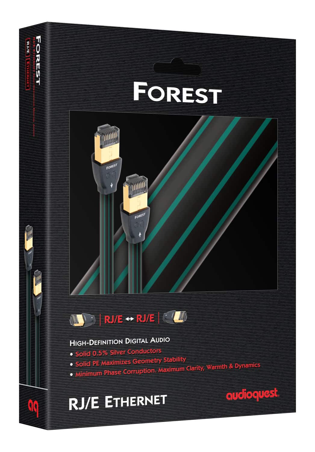 AudioQuest - Forest RJ/E 4.9' Digital Ethernet Cable with RJ45 to RJ45 Connectors - Black with Green Stripes