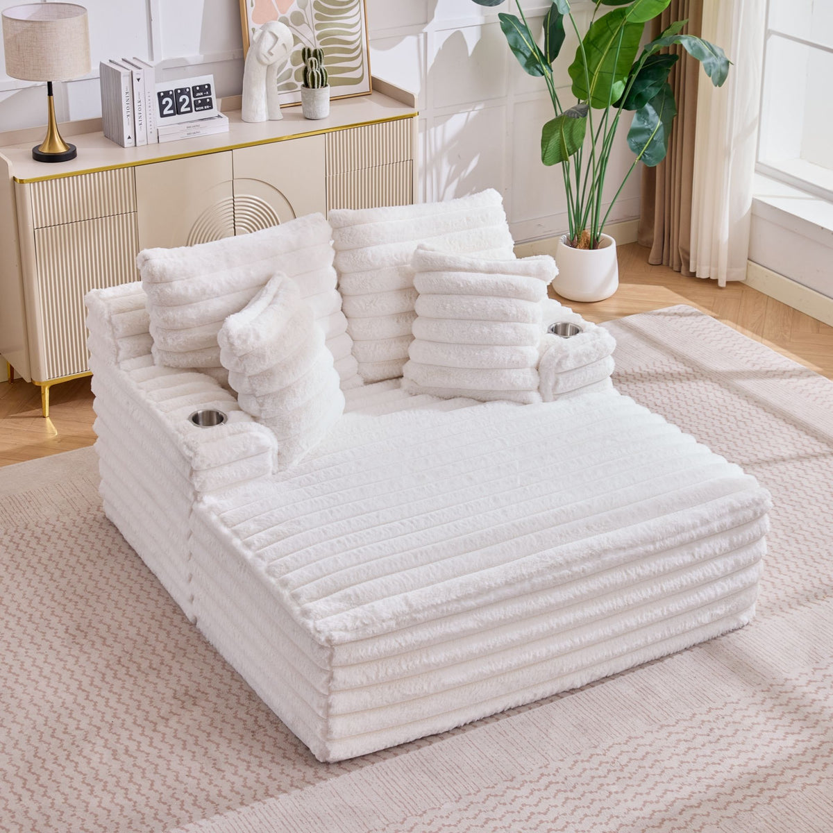 Sillón chaise longue extragrande para interiores con cojines para sala de estar