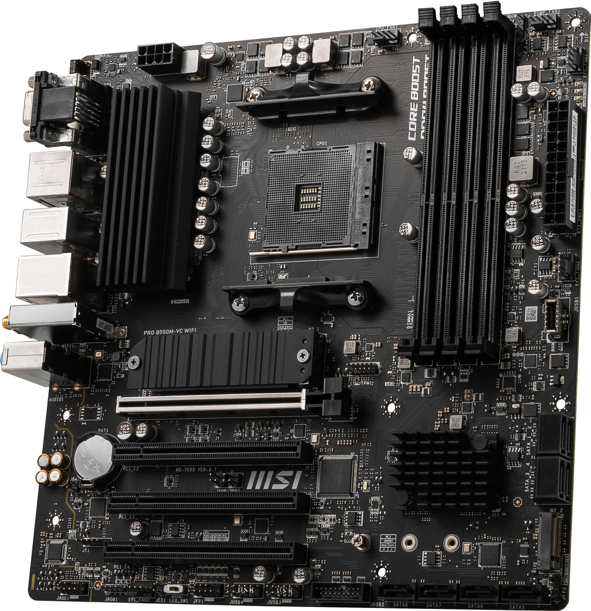 MSI - PRO B550M-VC WIFI (Socket AM4) AMD B550 MATX DDR4 Wi-Fi 6E Motherboard - Black