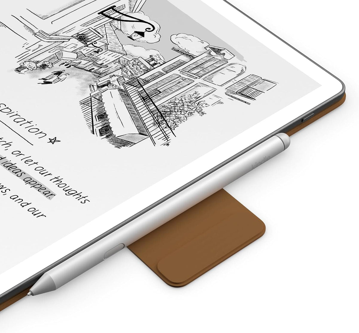 Amazon - Kindle Scribe Executive Folio Cover with Magnetic Attach, Sleek Protective Case - Premium Leather - Caramel