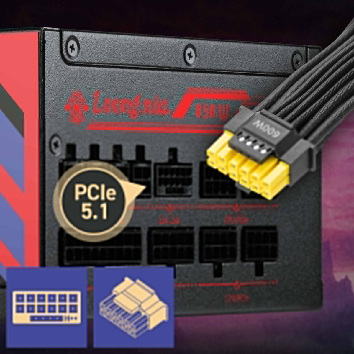 MSI - A850GLS MLG EDITION 850W ATX 3.1 & PCIe 5.1 Ready Fully Modular 80 Plus Gold Gaming Power Supply - Black & Red