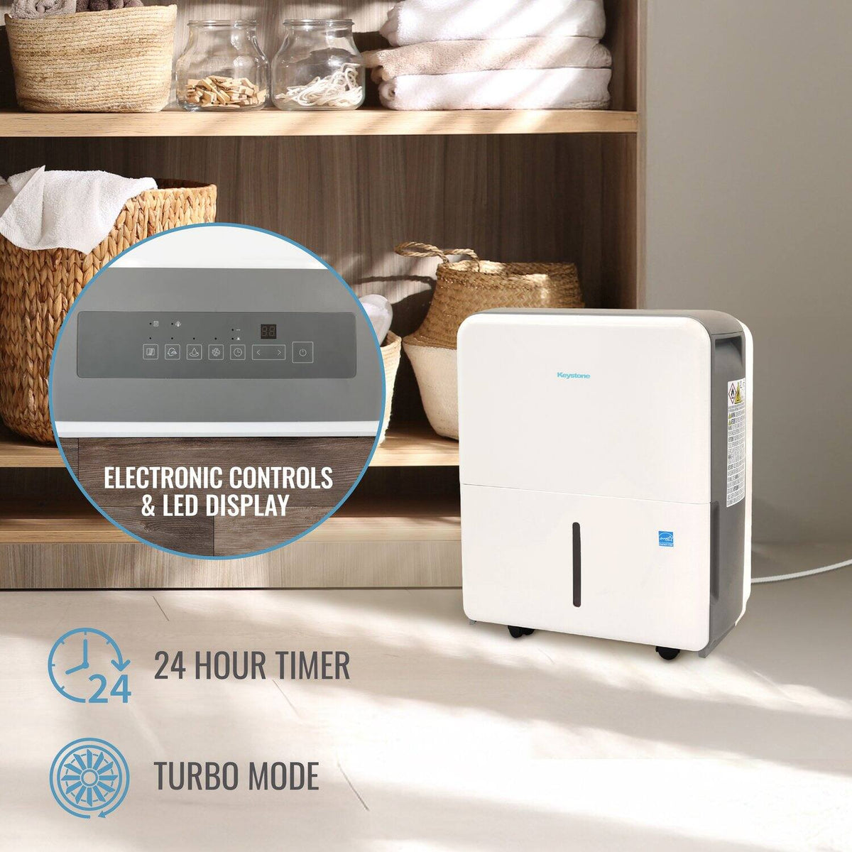 Keystone - 35-Pint 6.35 Quart Dehumidifier - White