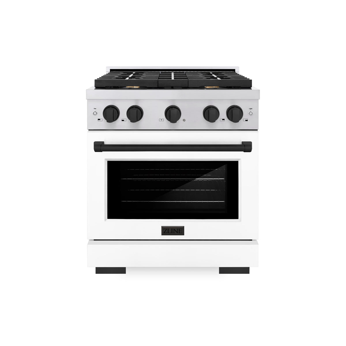 ZLINE - 30 in. Wide 4 Burner Autograph Paramount Gas Range Black Accents (SGRZ-WM-30-MB) - White